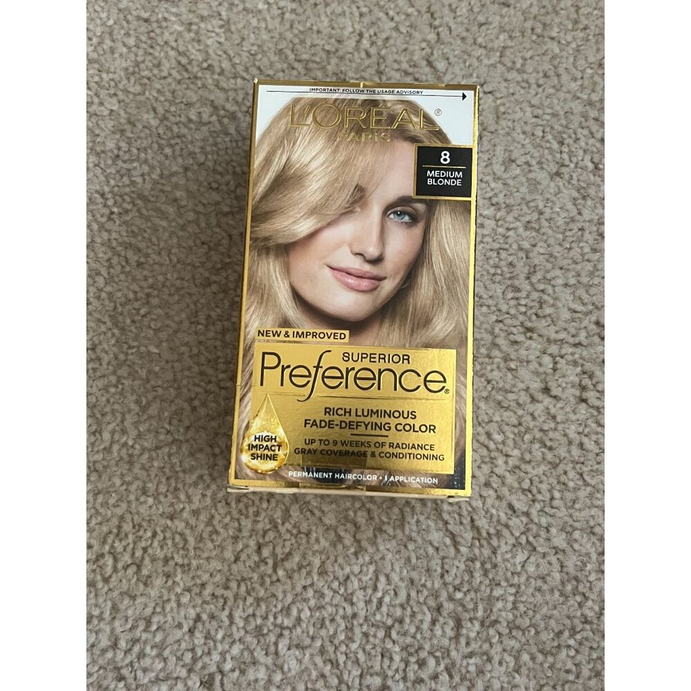 L'Oréal Paris Superior Preference Hair Color 8 Medium Blonde Permanent Dye NEW
